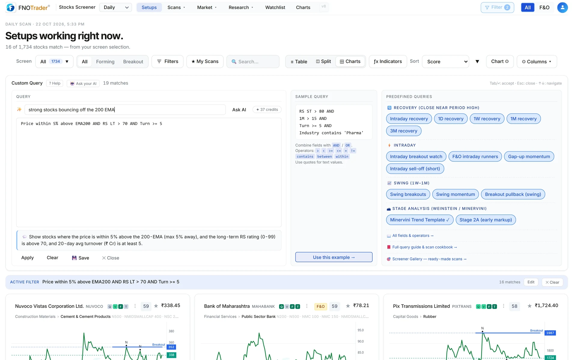 The Ask AI box at the top of the Custom Query panel with a plain-English request typed in, above the query editor and its credit count.